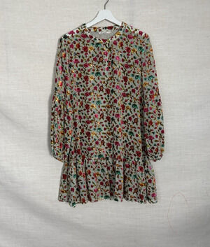 Mes Demoiselles Dress 36 Floral Aline Mini Short Long Sleeve Velvet